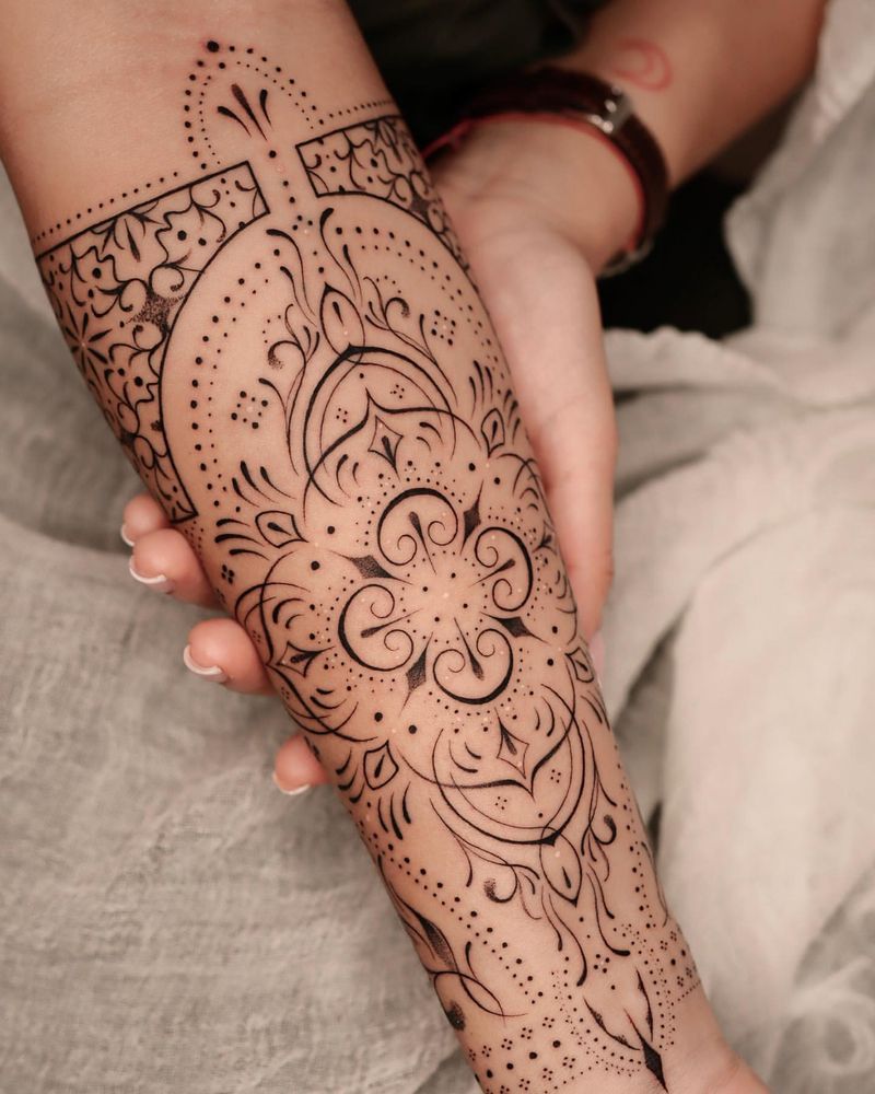 Henna Style Arm Wrap Tattoo