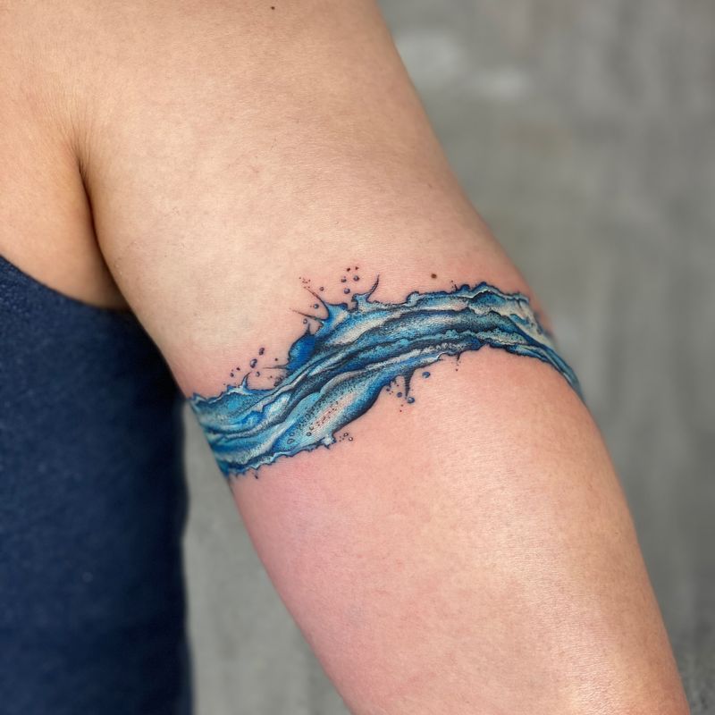  Sea Wave Arm Wrap Tattoo