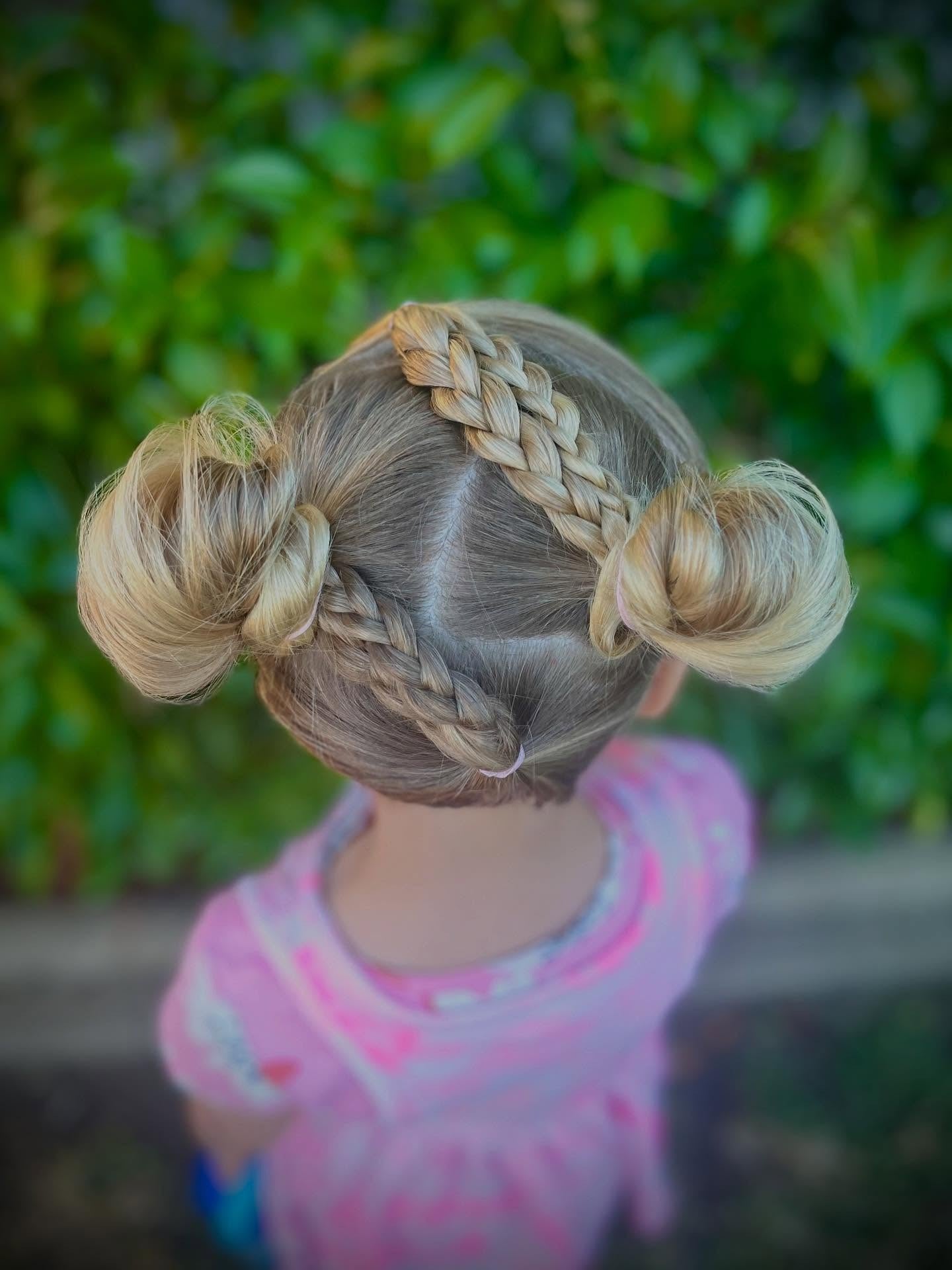 2. Braided Space Buns with Crown Detail – Honey Blonde (Cute Hairstyles)