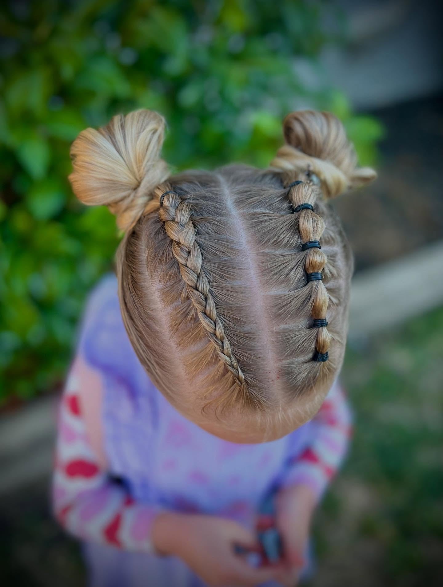 4. Braided Top Knots with Sectioned Accents – Golden Blonde (Cute Hairstyles)