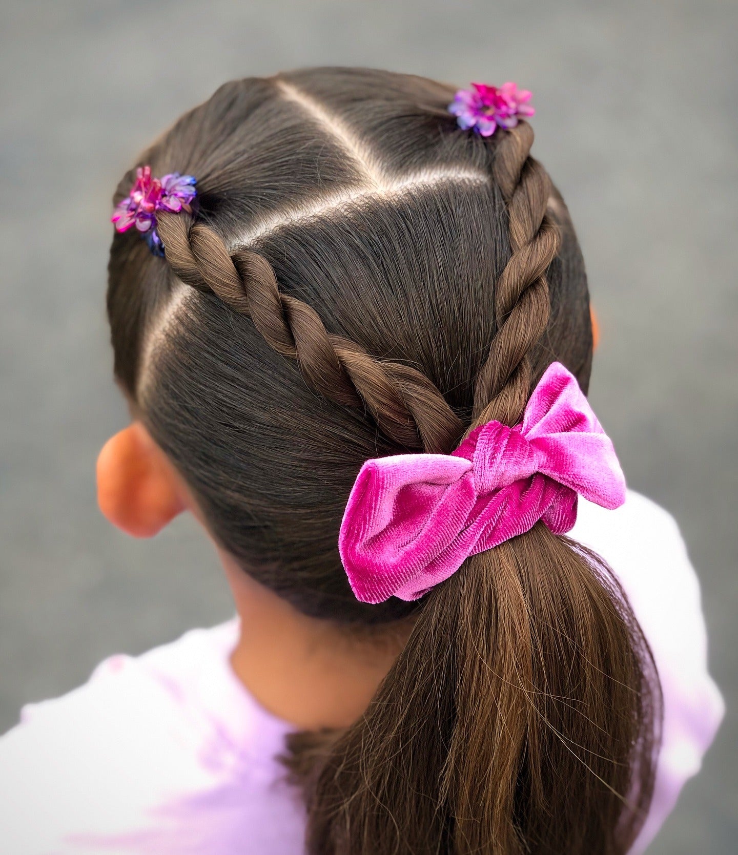 5. Twisted Crown with Low Ponytail – Rich Chocolate Brown (Cute Hairstyles)