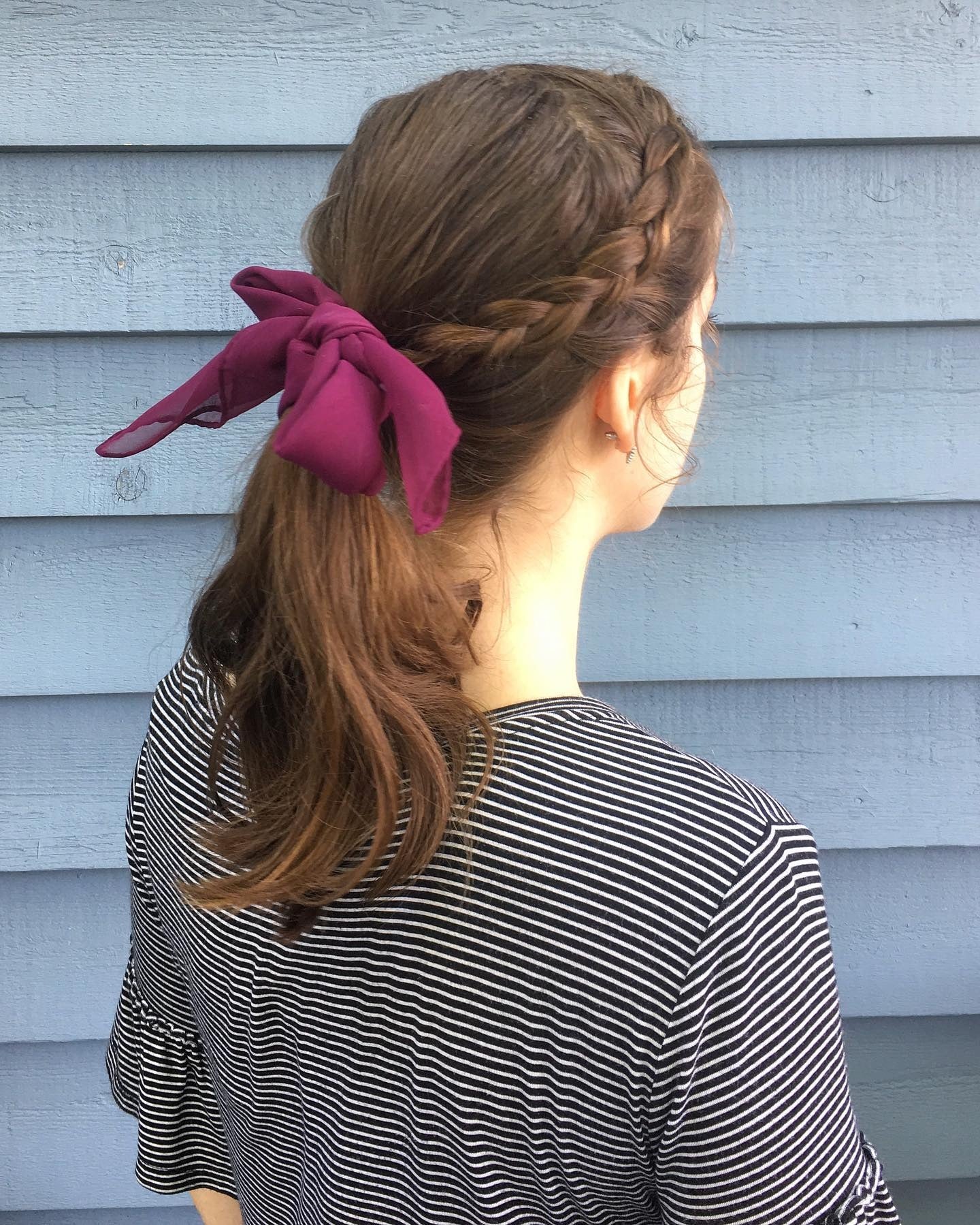 8. Side Crown Braid into Ponytail – Chestnut Brown (Cute Hairstyles)