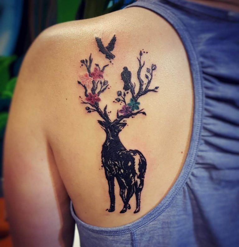 12+ Best Deer With Flowers Tattoo Ideas