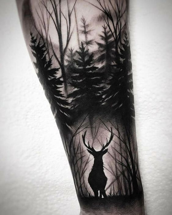 14+ Best Deer in Woods Tattoo Designs