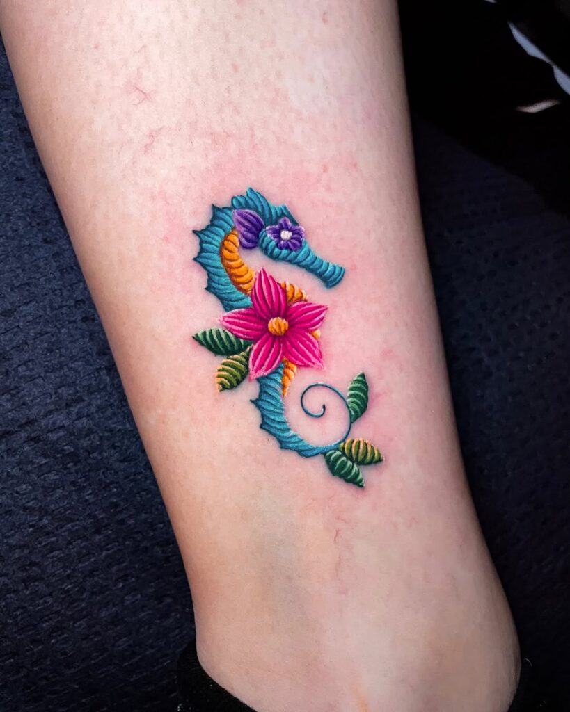 Seahorse Embroidery Tattoo