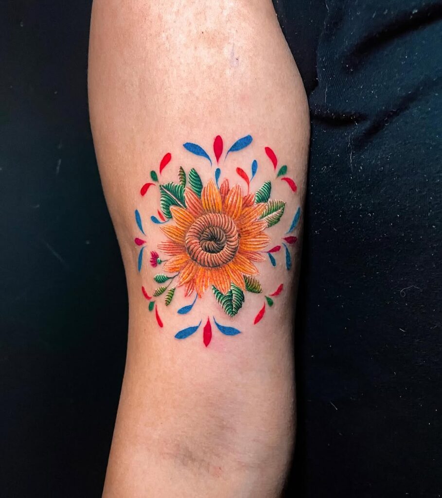 Sunflower Embroidery Tattoo