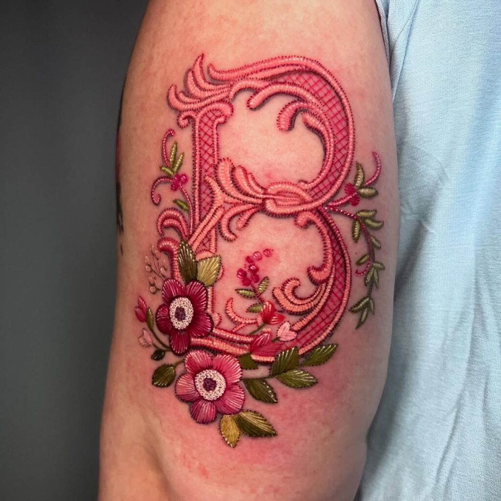 Letter B Embroidery Tattoo