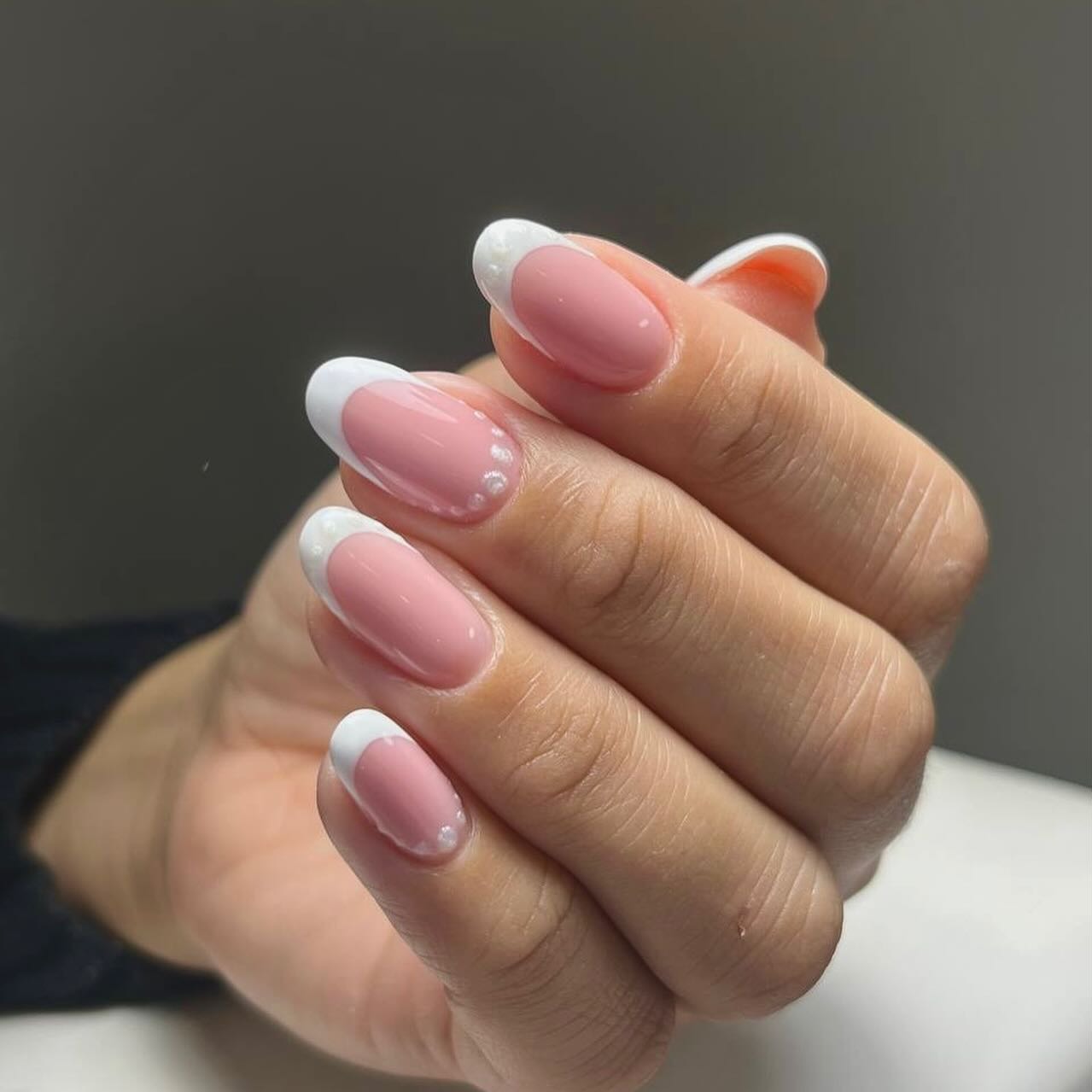 1. Soft Almond French with Glossy Pink Base (French Manicure Nail Ideas)