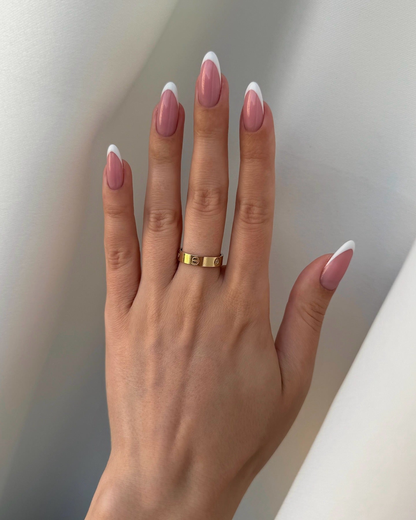 12. Almond French with Elongated White Tips (French Manicure Nail Ideas)