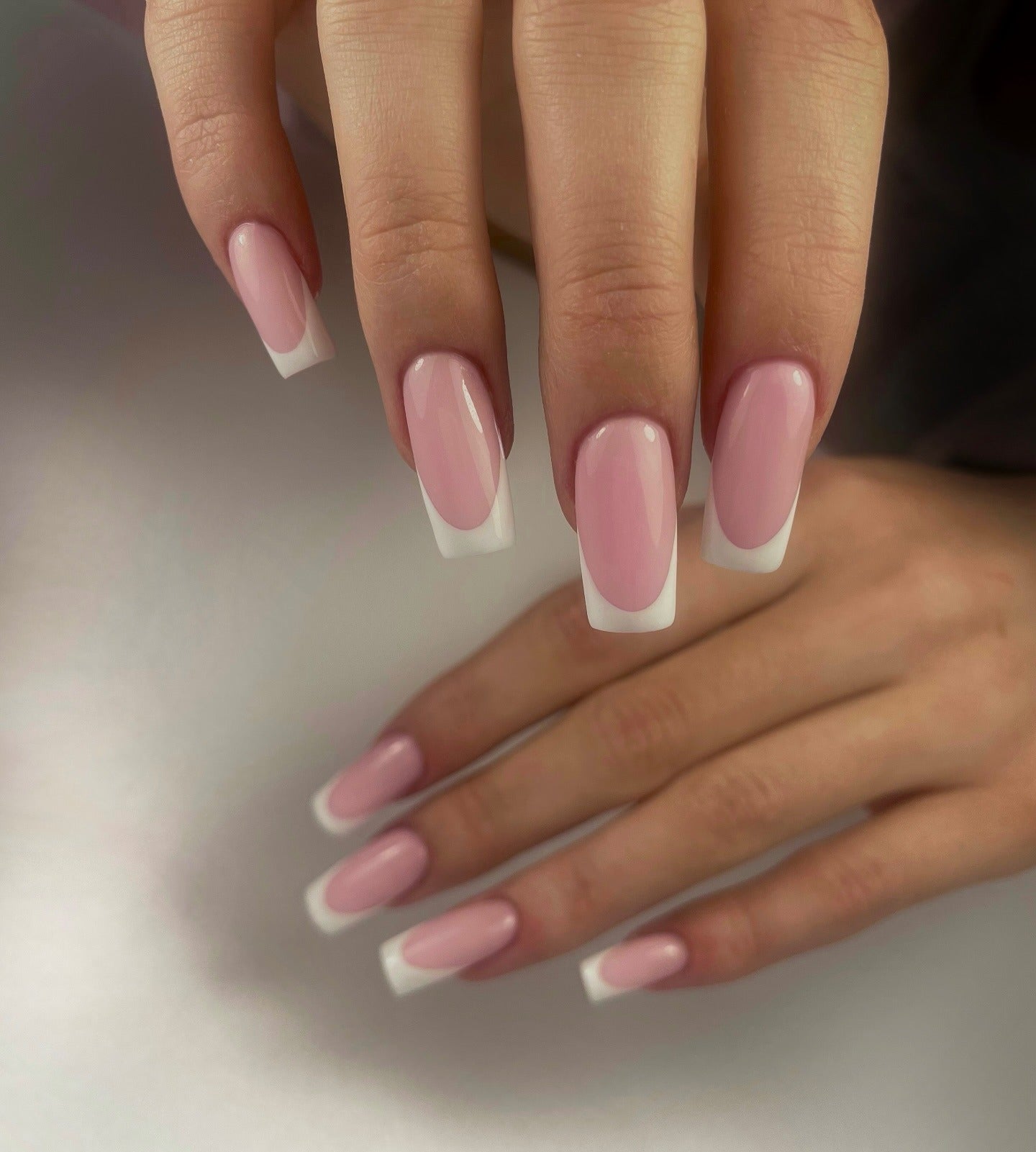 13. Long Coffin French with Gloss Finish (French Manicure Nail Ideas)