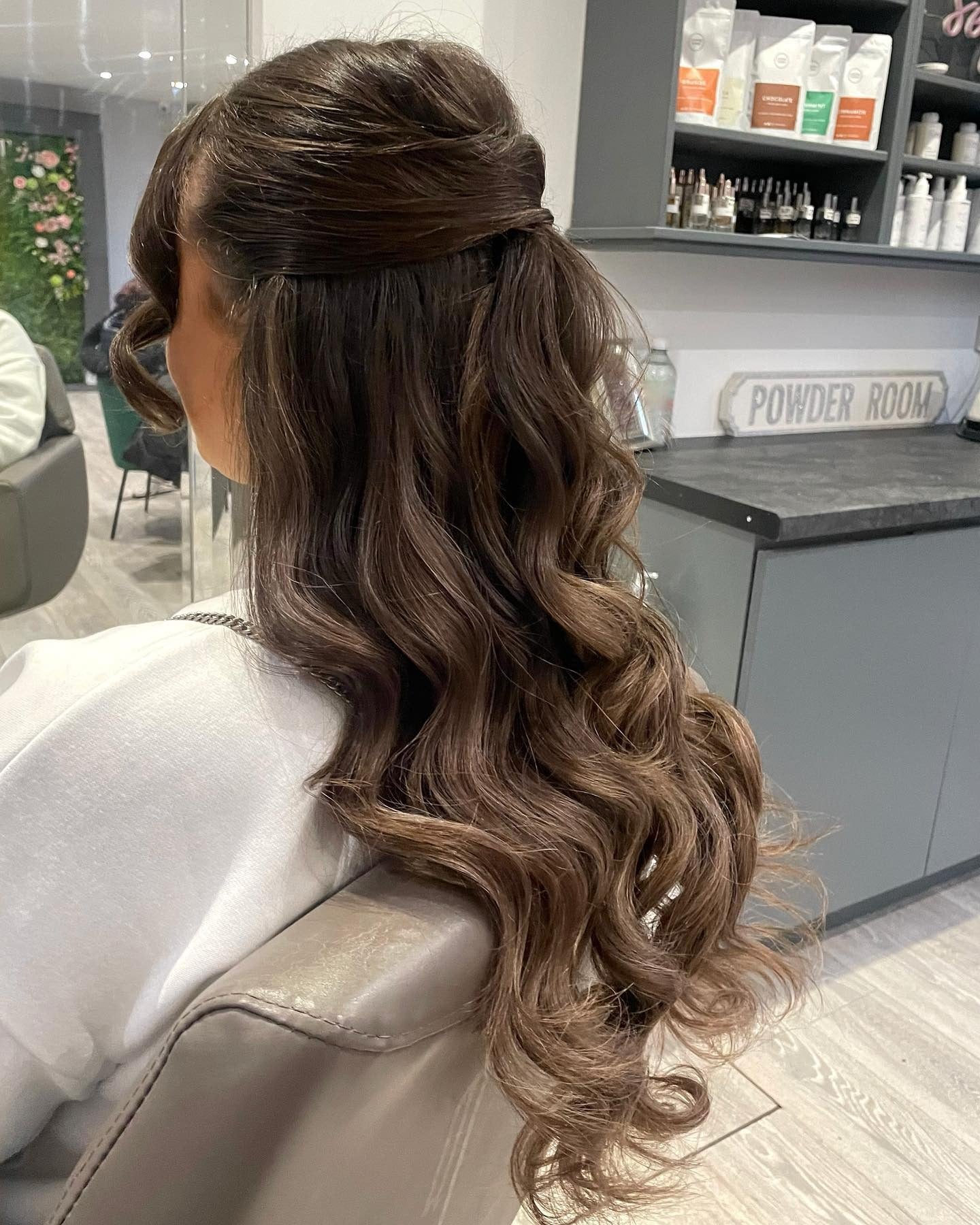 12. Soft Mocha Half-Up with Flowing Curls (Birthday Hairstyles)