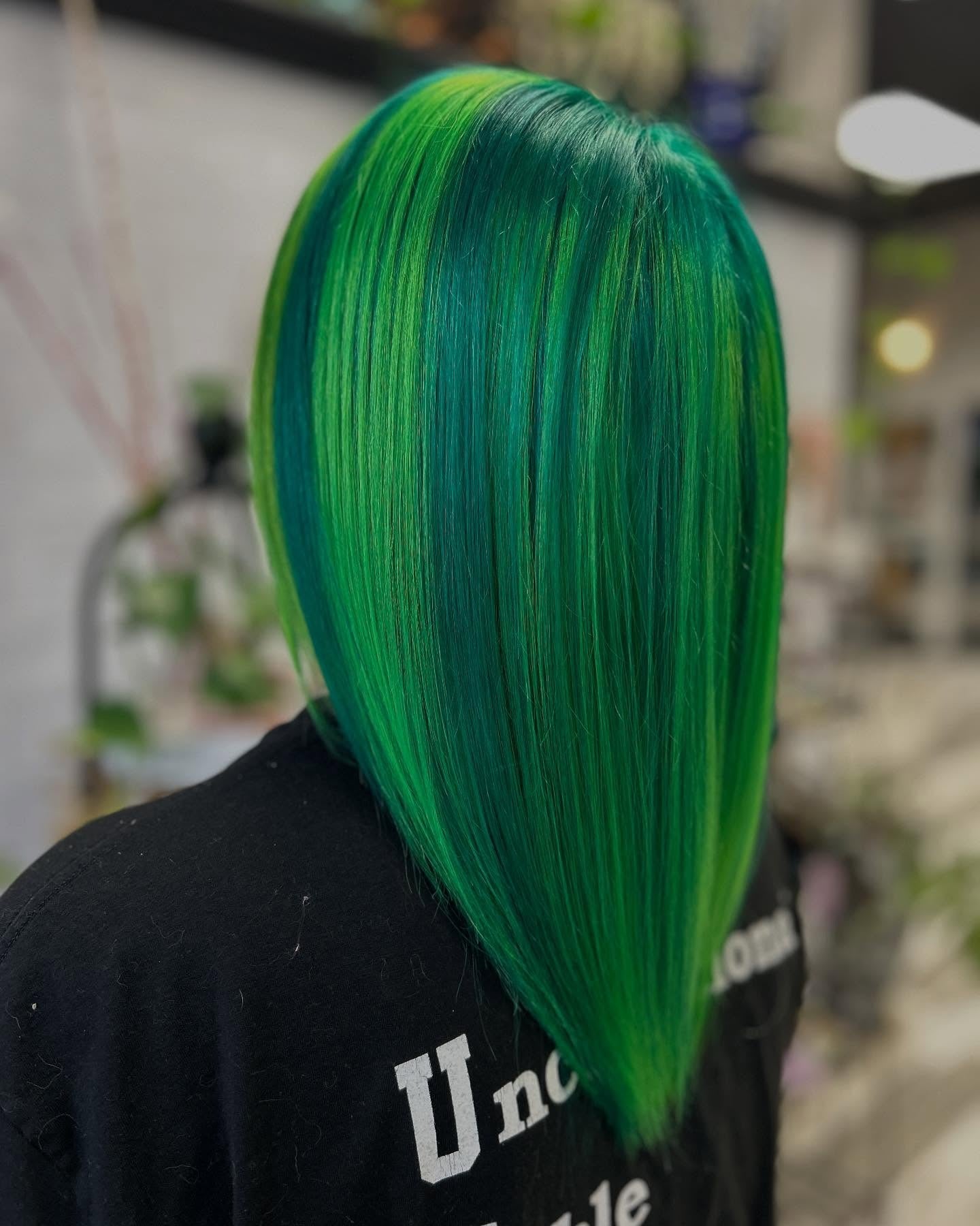 9. Lime-Infused Sleek Layers (Green Hair Color)