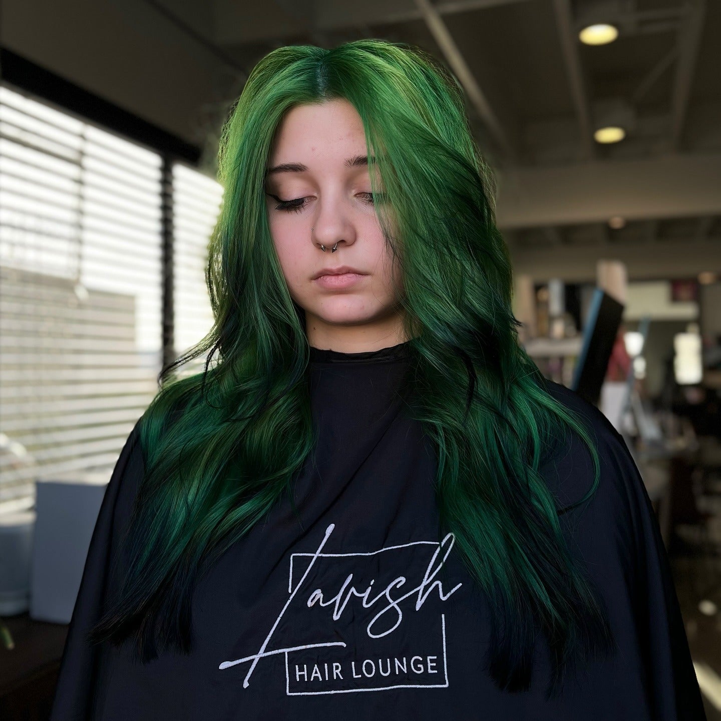 10. Two-Toned Green Waves (Green Hair Color)