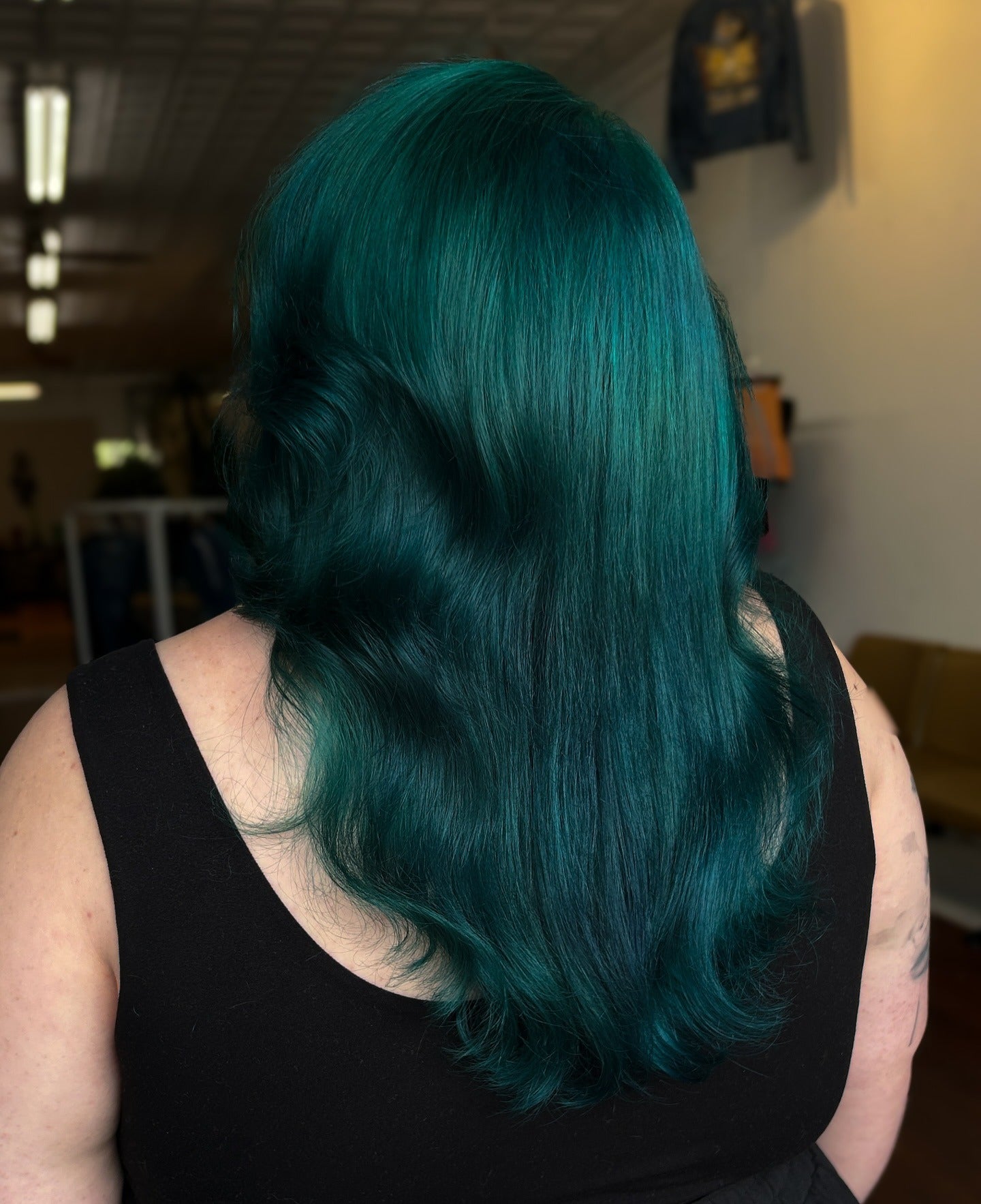 11. Teal Green Satin Layers (Green Hair Color)
