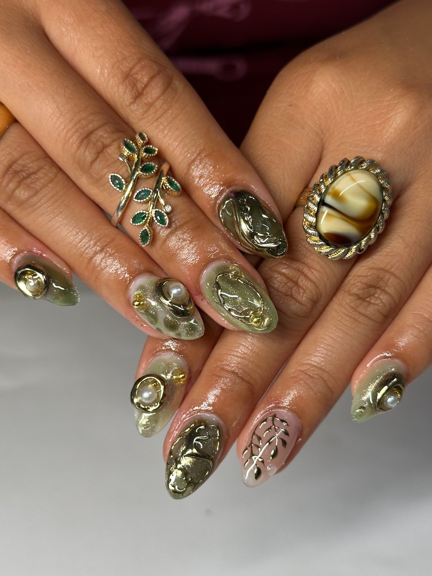 1. Olive Luxe Botanical Tips (Nature Nail Ideas)