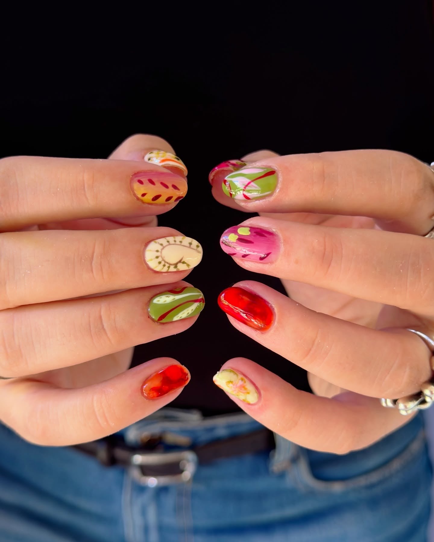 3. Autumn Harvest Abstract (Nature Nail Ideas)