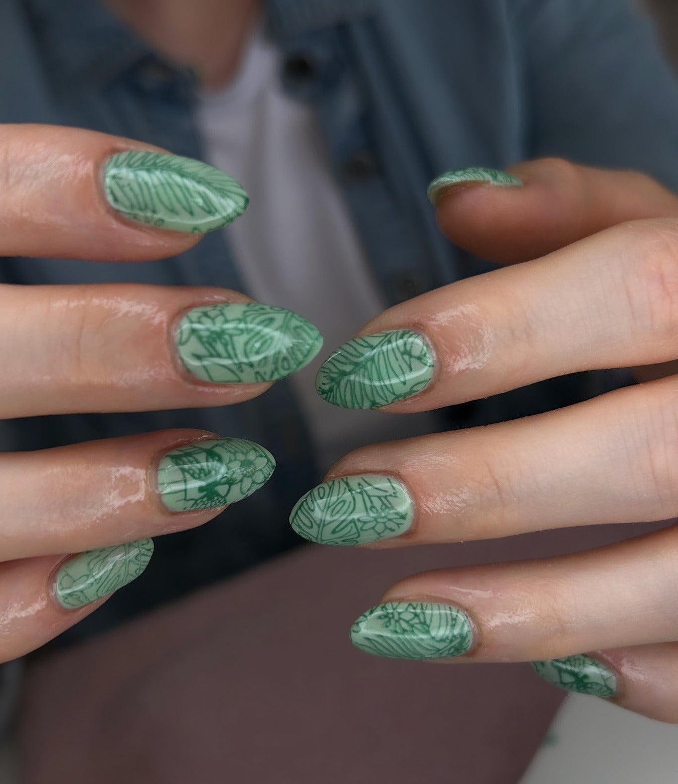 11. Sage Sketch Botanical Art (Nature Nail Ideas)