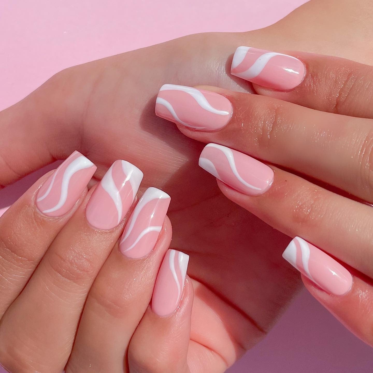 7. Soft Waves in Pink and White (Pink and White Nail Ideas)