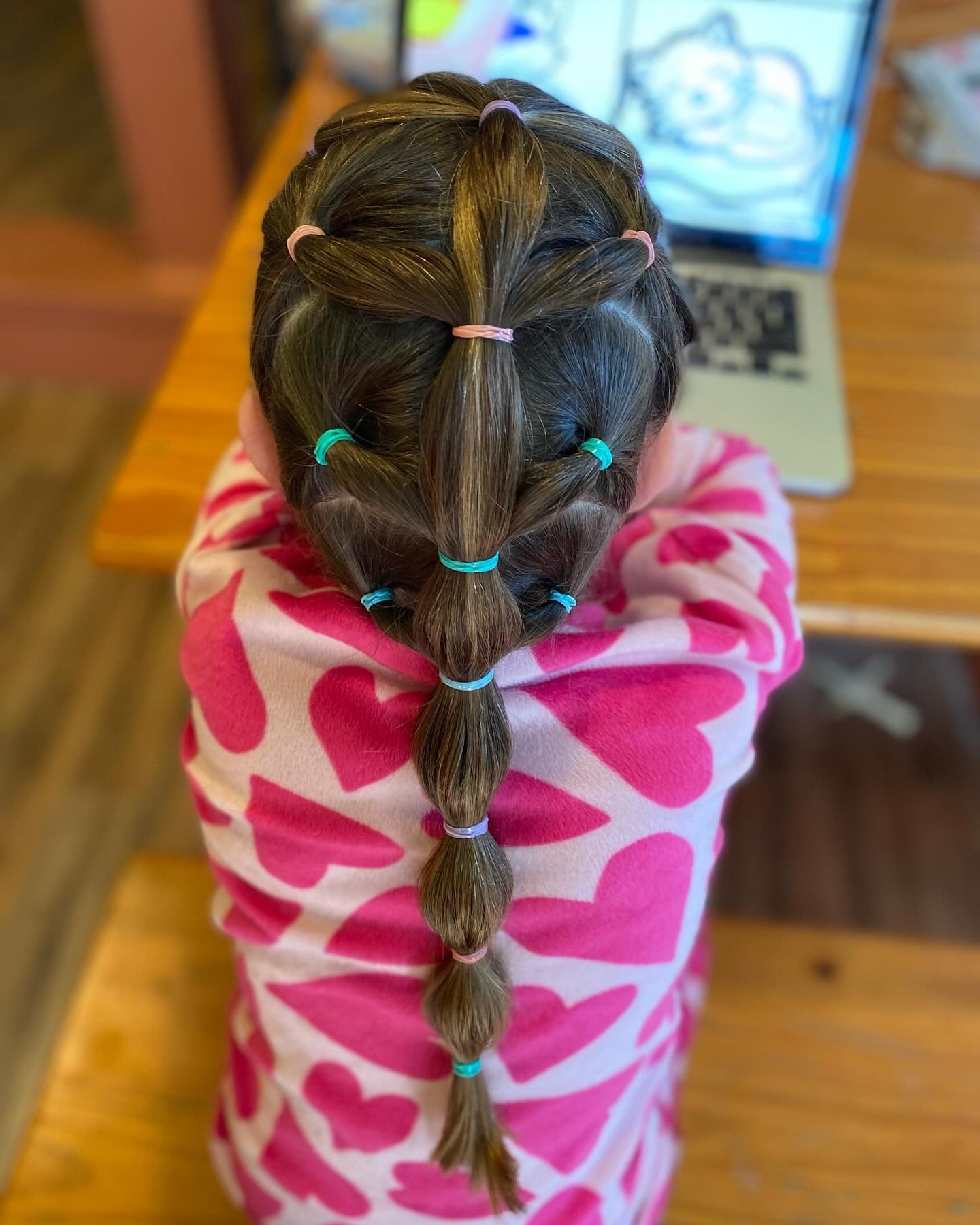 9. Bubble Ponytail with Multi-Colored Elastics on Medium Brown Hair (Hairstyles For School)