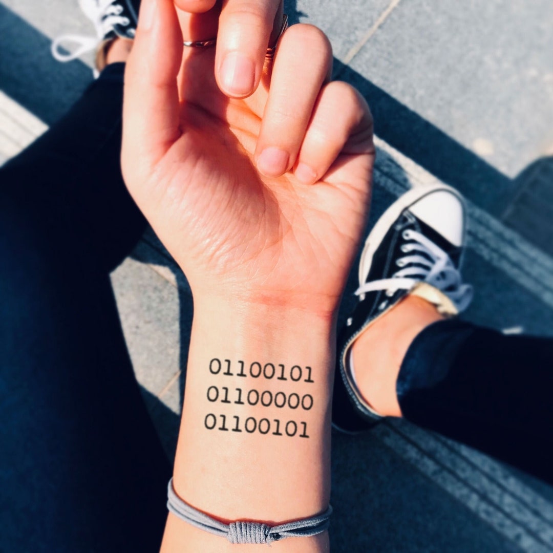 Binary Code Temporary Tattoo Sticker set of 2 - Etsy