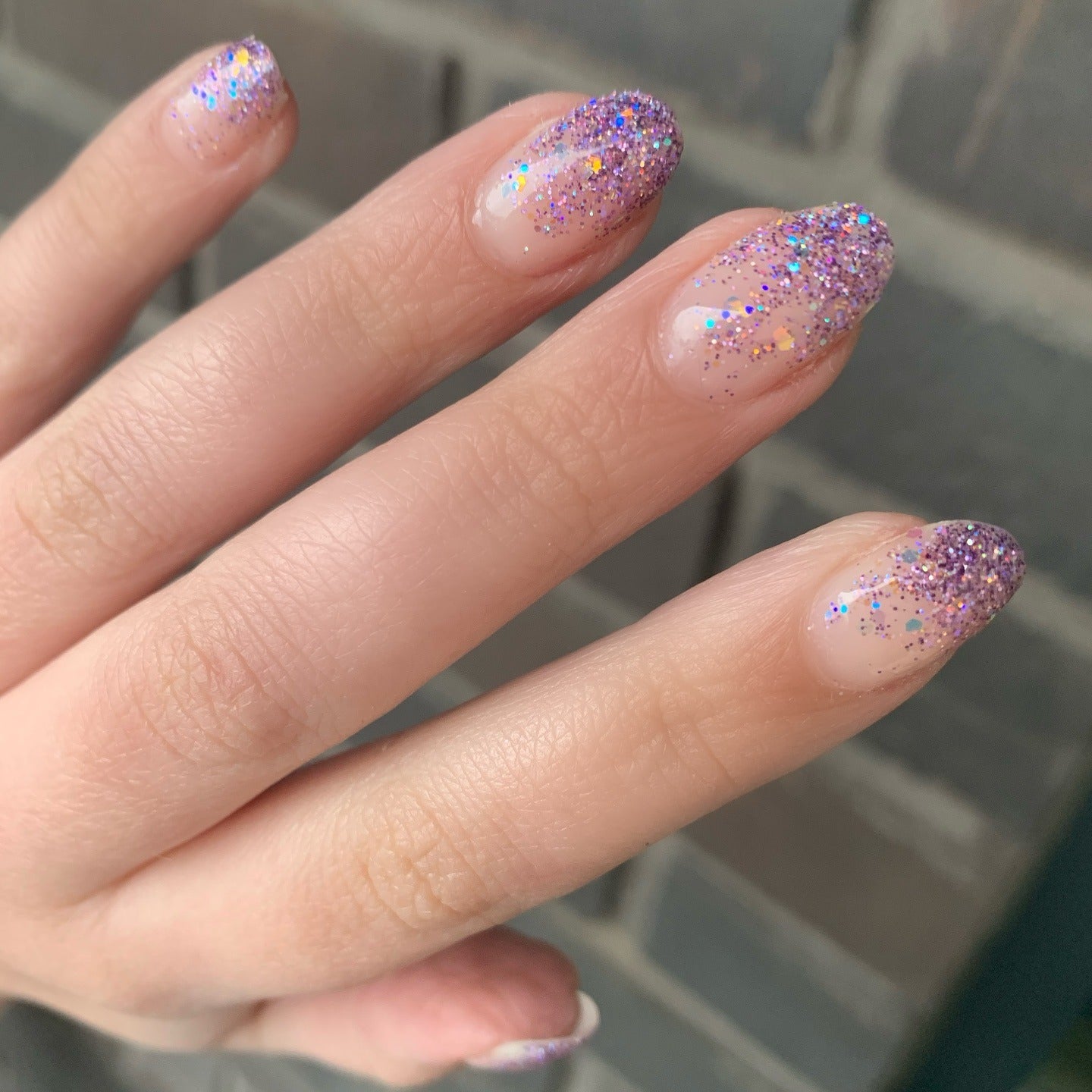 7. Lavender Glitter Fade (Glitter Nail Ideas)