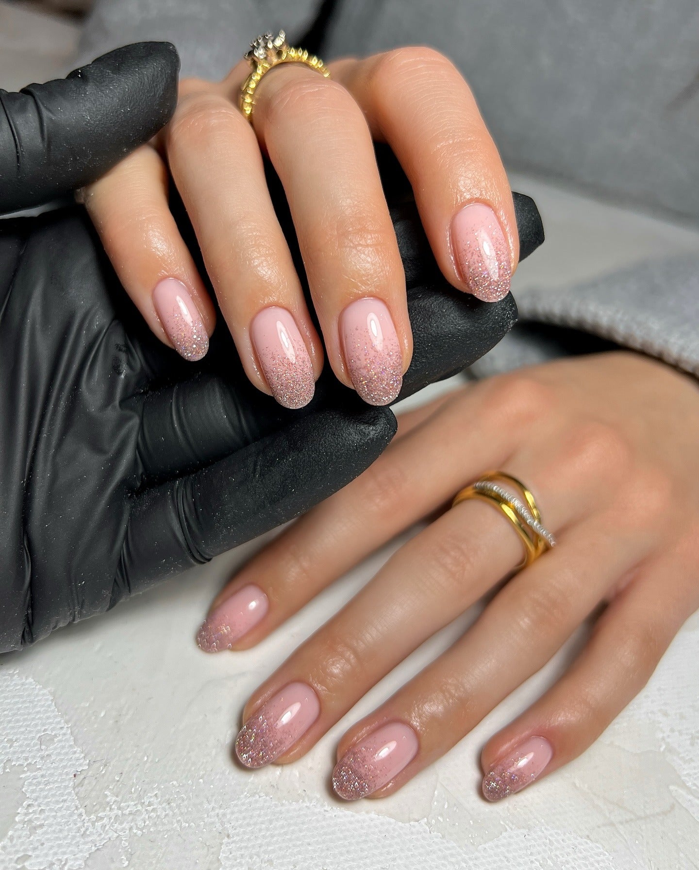 8. Soft Pink with Subtle Glitter Gradient (Glitter Nail Ideas)