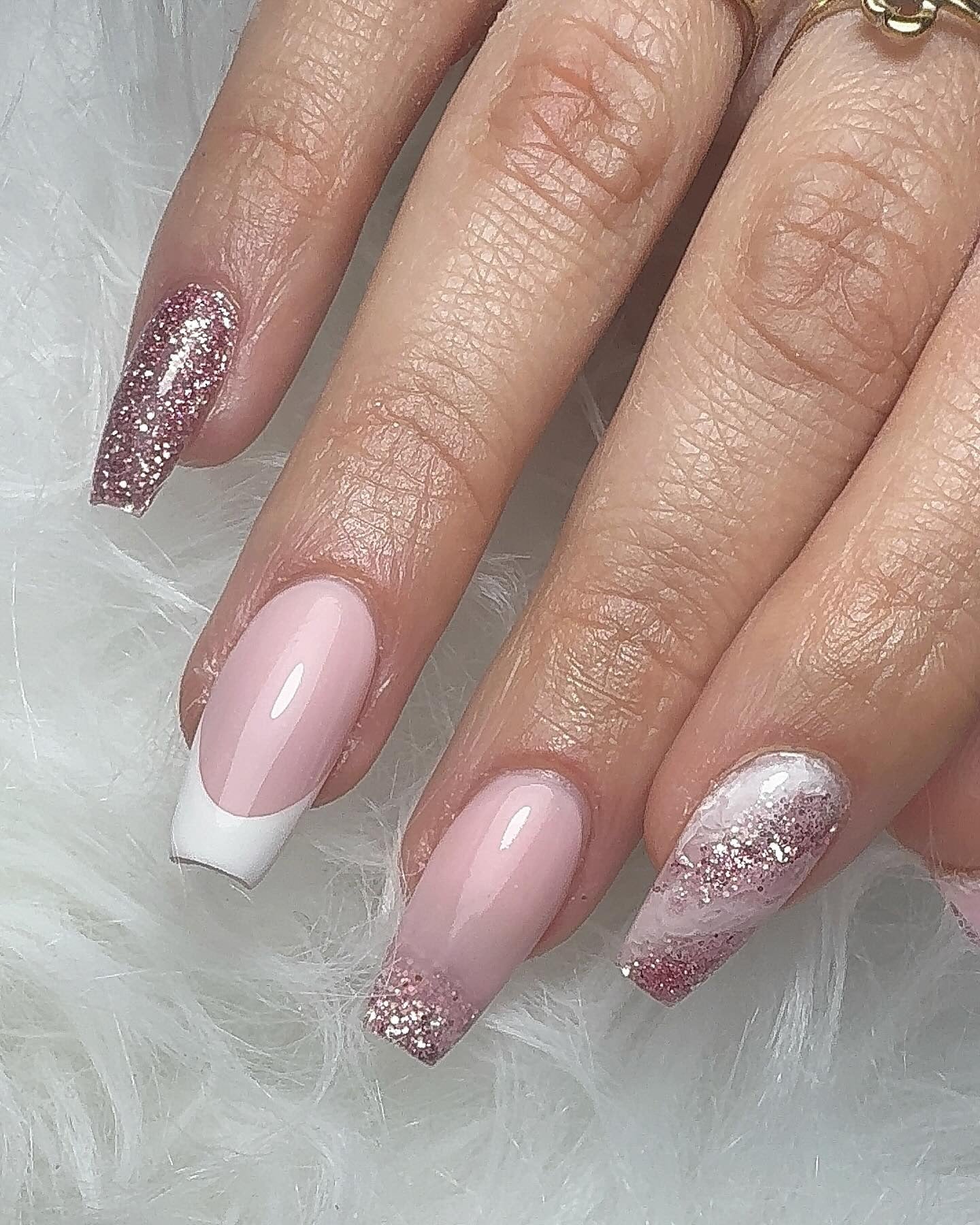 6. Blush Pink and Rose Glitter Mix (Glitter Nail Ideas)