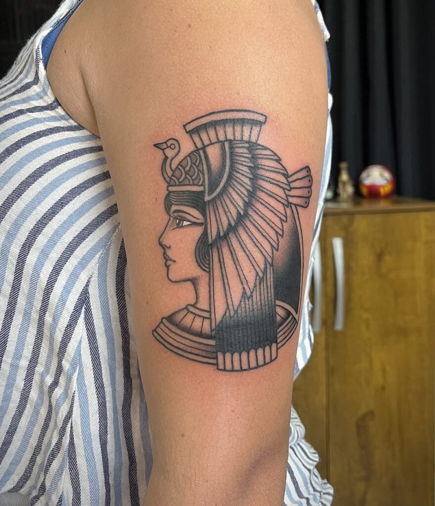 Blackwork Cleopatra Tattoo