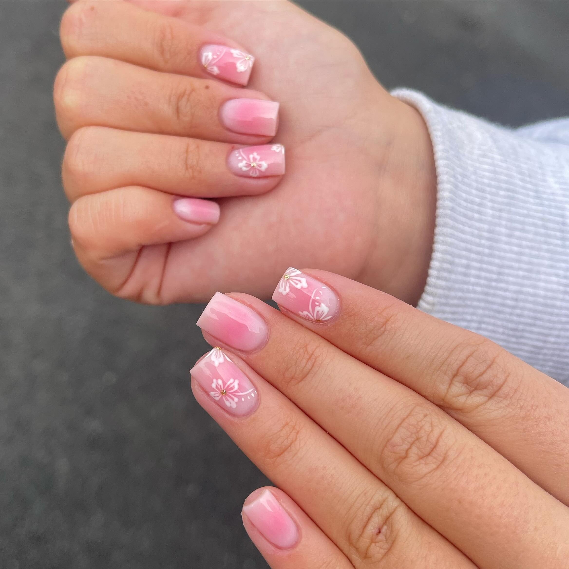 5. Soft Pink Blossoms with Square Finish (Holiday Nail Ideas)