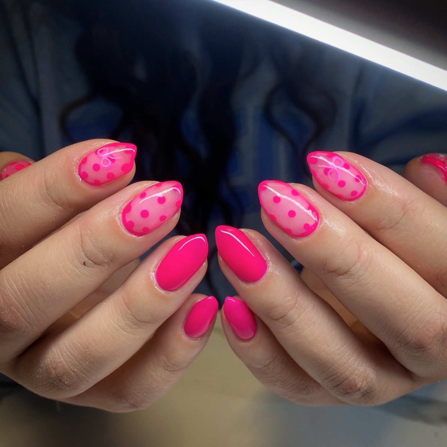 2. Playful Polka Pink (Hot Pink Nail Ideas)