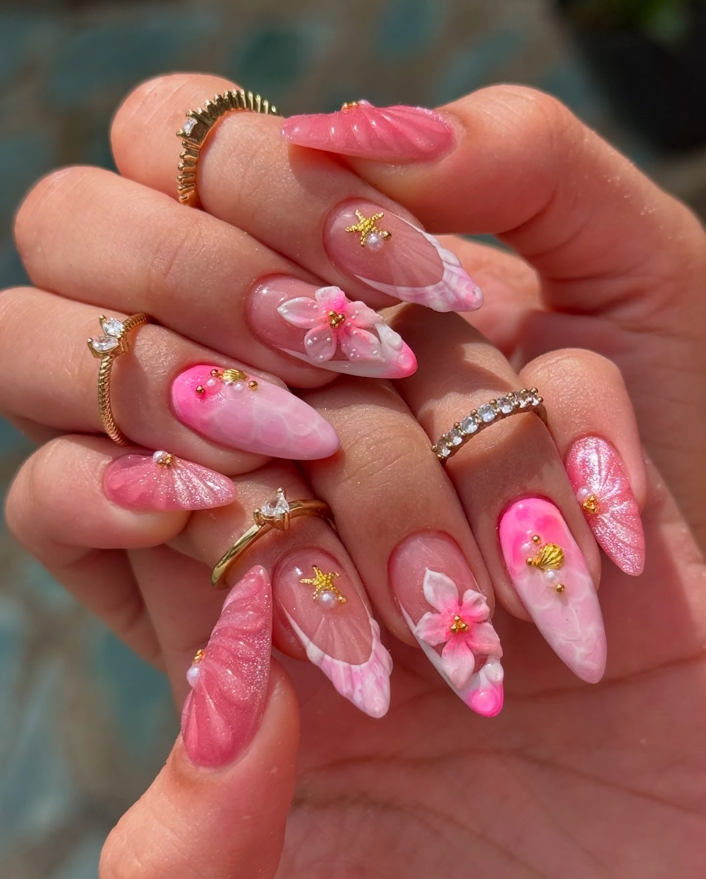 11. Tropical Bloom Pink (Hot Pink Nail Ideas)