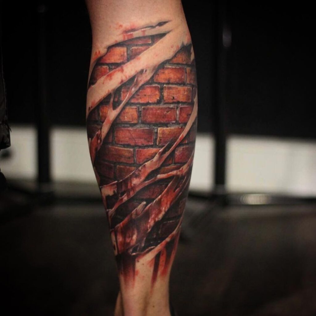 3D Brick Wall Tattoo