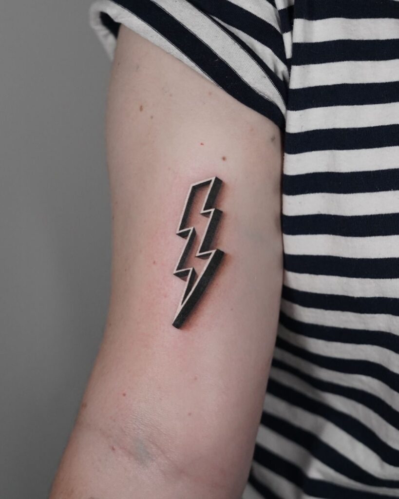 3D Lightning Bolt Tattoo