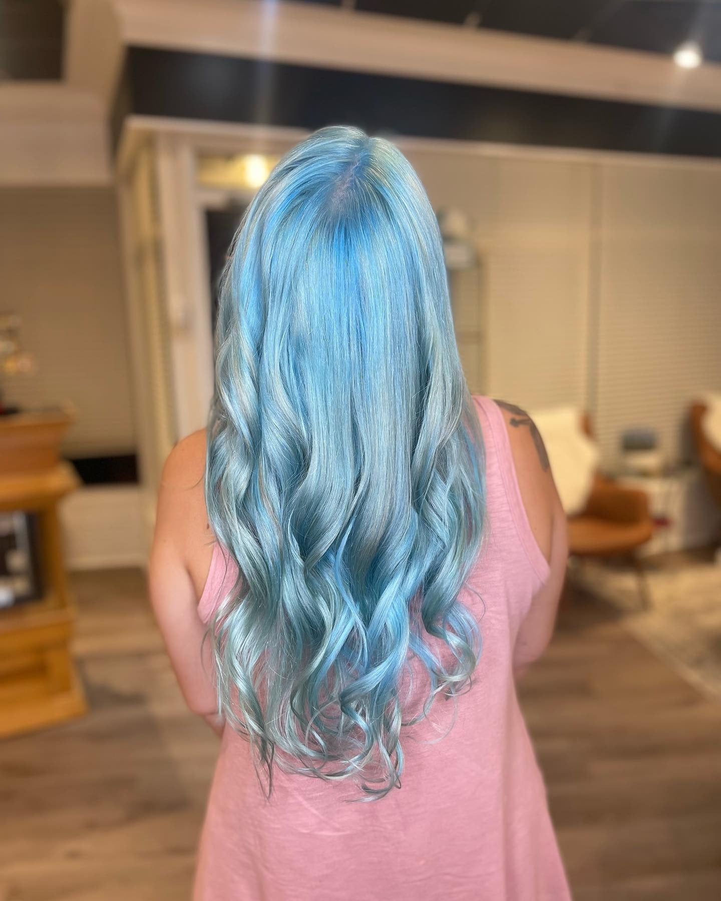 6. Loose Waves in Ocean Blue (Light Blue Hair Color)