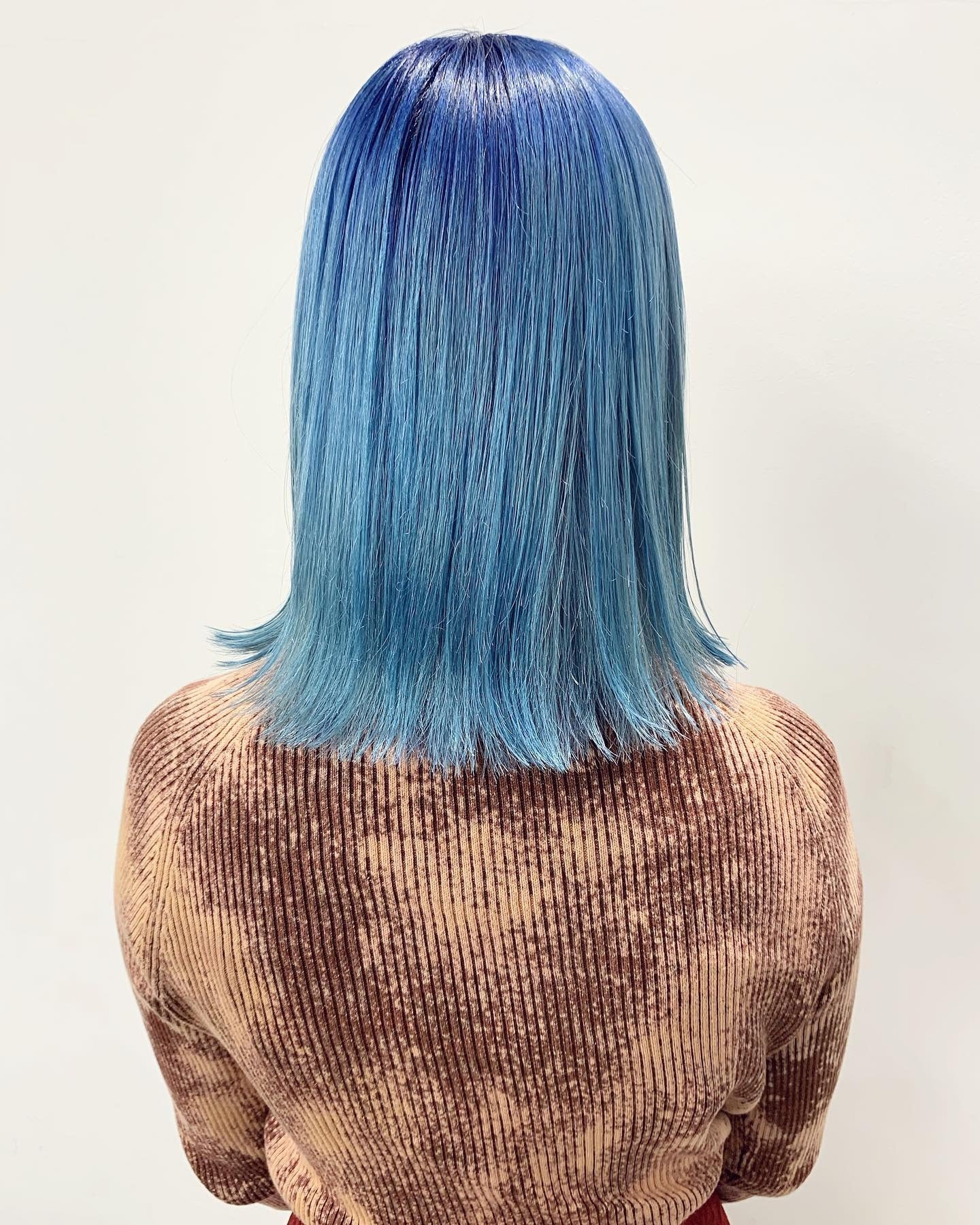 7. Straight Shoulder-Length with Gradient Blue (Light Blue Hair Color)