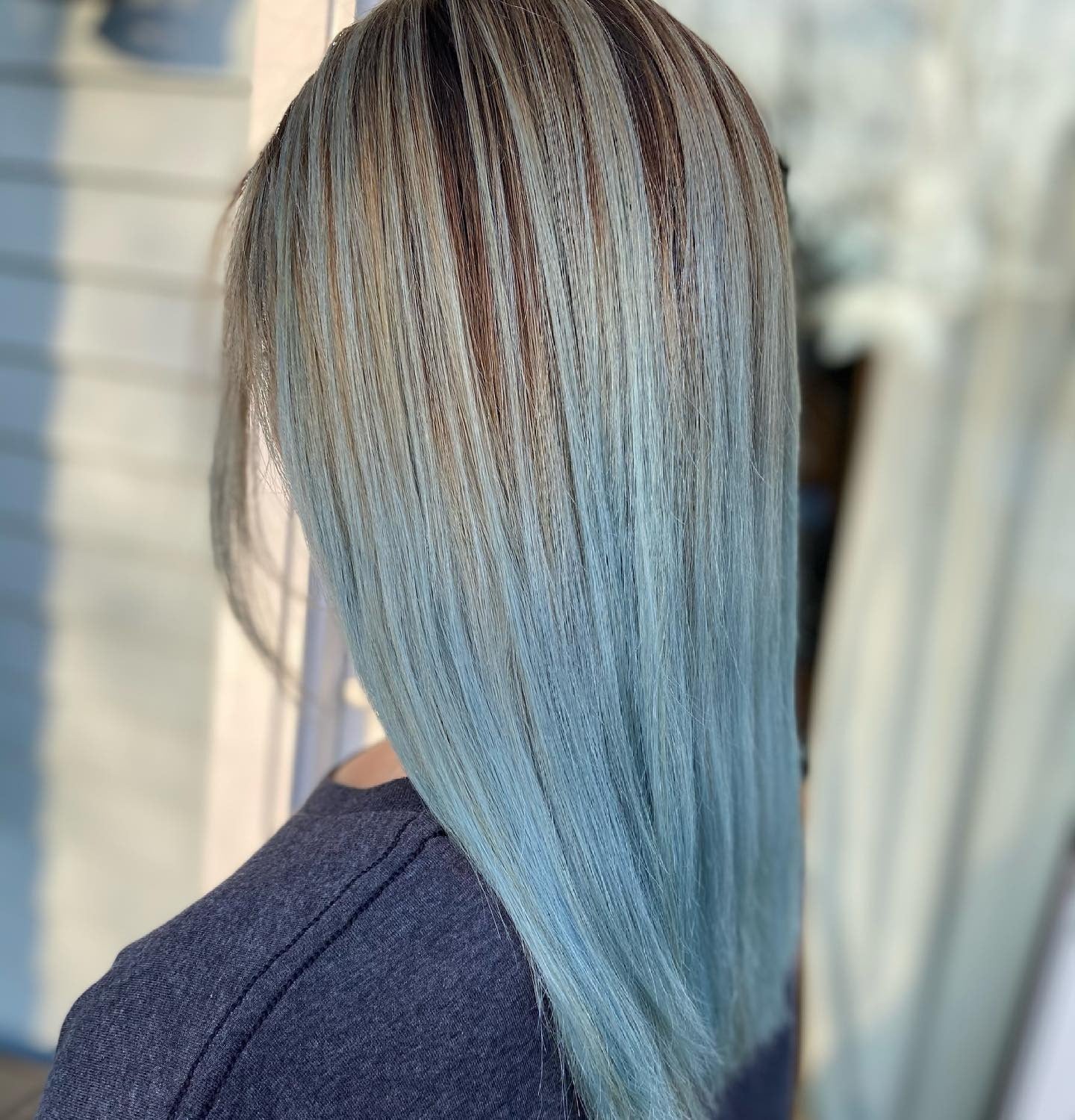 8. Blue-Tipped Highlights on Blonde Base (Light Blue Hair Color)