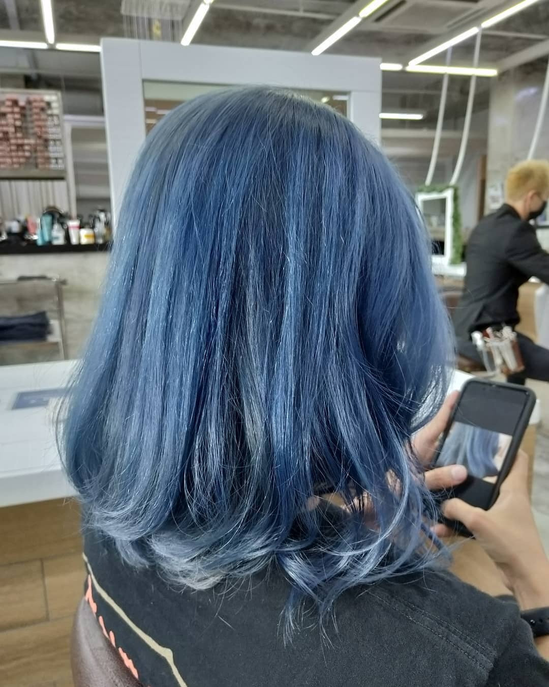 13. Textured Lob in Denim Blue (Light Blue Hair Color)