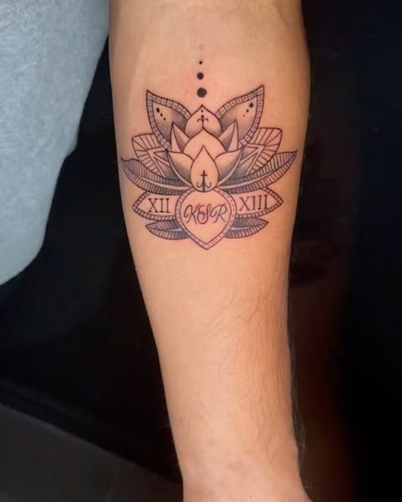 Lotus Flower Memorial Tattoo