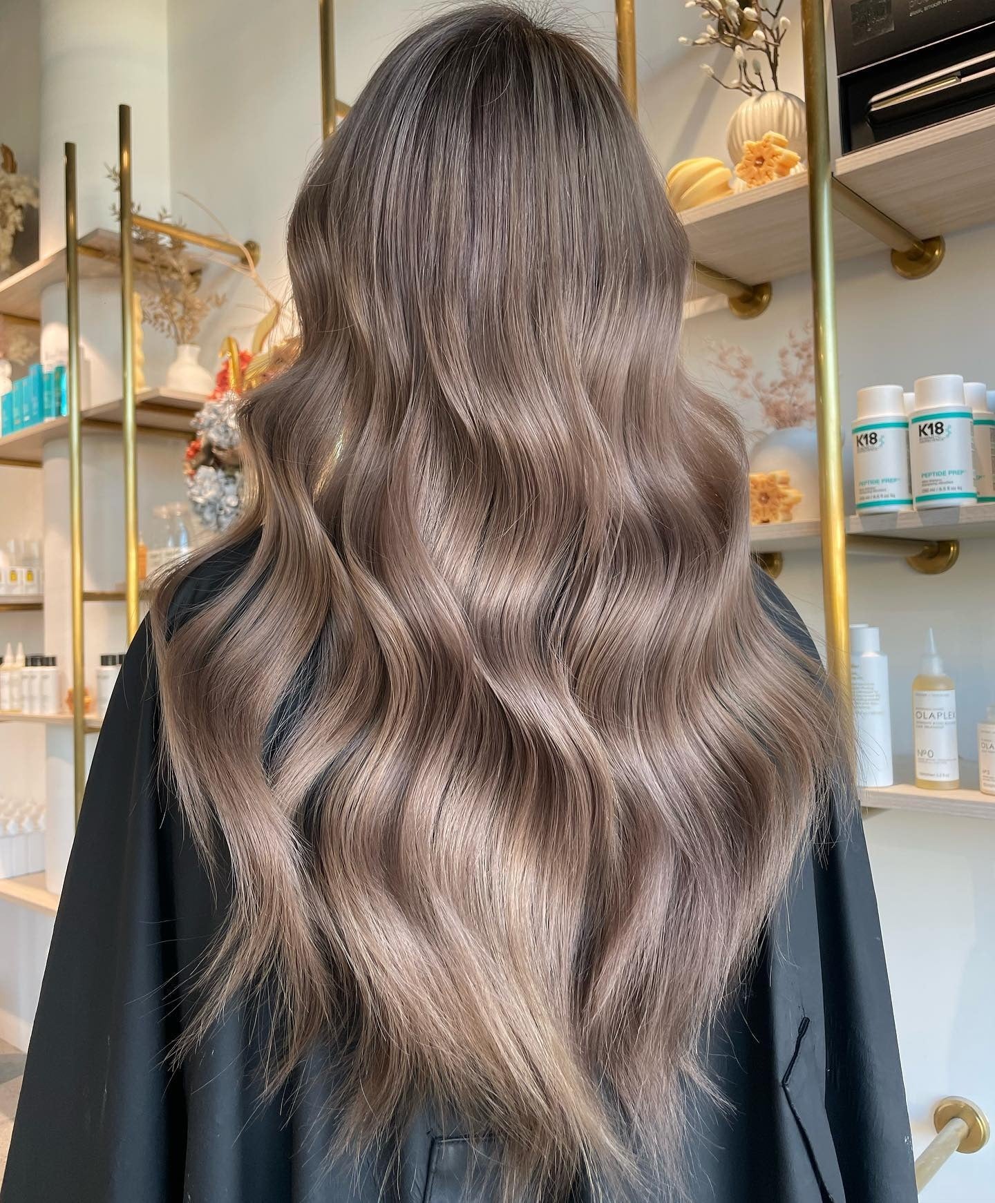 11. Glossy Milk Tea Waves (Milk Tea Hair Color)