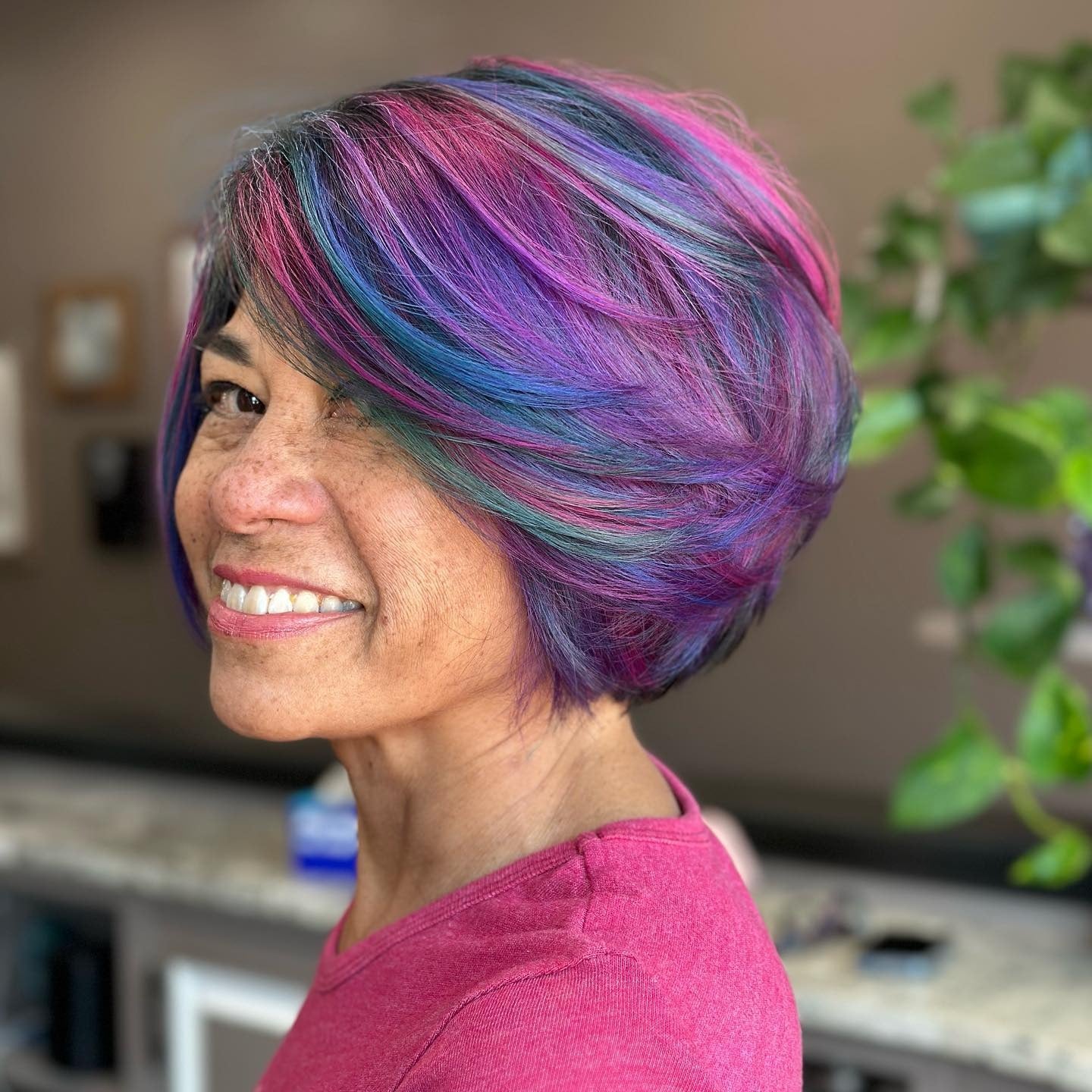 3. Vibrant Multi-Tone Stacked Bob in Jewel Shades (Stacked Haircuts)