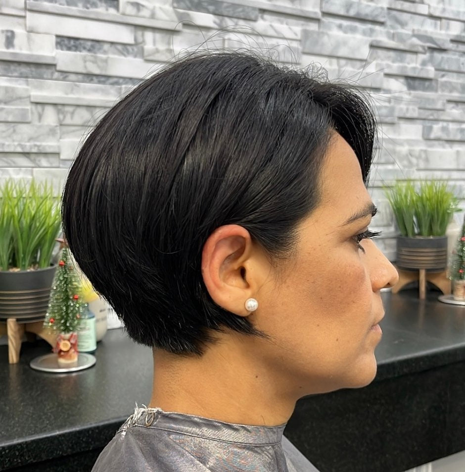 6. Short Stacked Bob with Natural Ebony Finish (Stacked Haircuts)