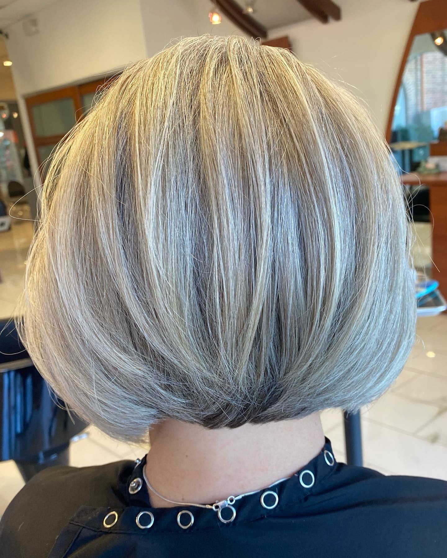 11. Silver Blonde Stacked Bob with Soft Dimension (Stacked Haircuts)