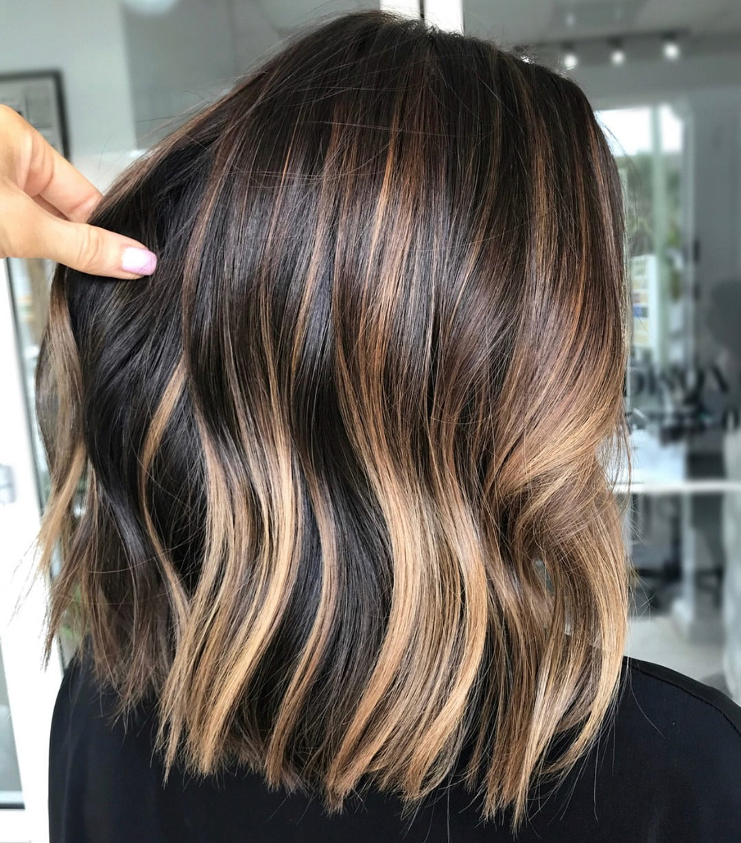 6. Textured Toffee Balayage Bob (Brunette Balayage Hair Color)