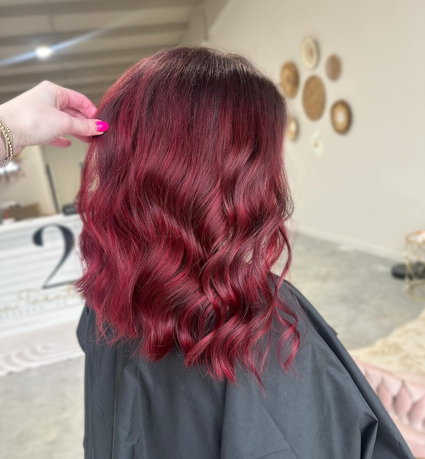 2. Wavy Cherry Red Lob (Cherry Red Hair Color)