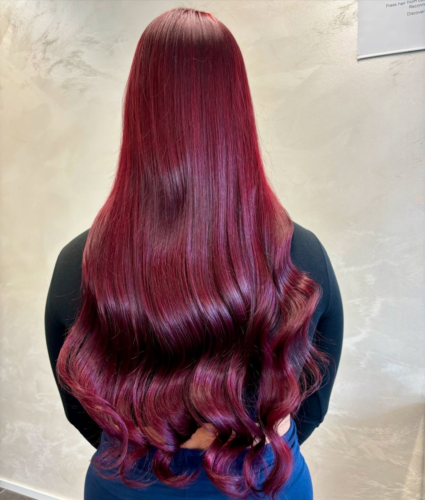 14. Glossy Cherry Red Glamour (Cherry Red Hair Color)