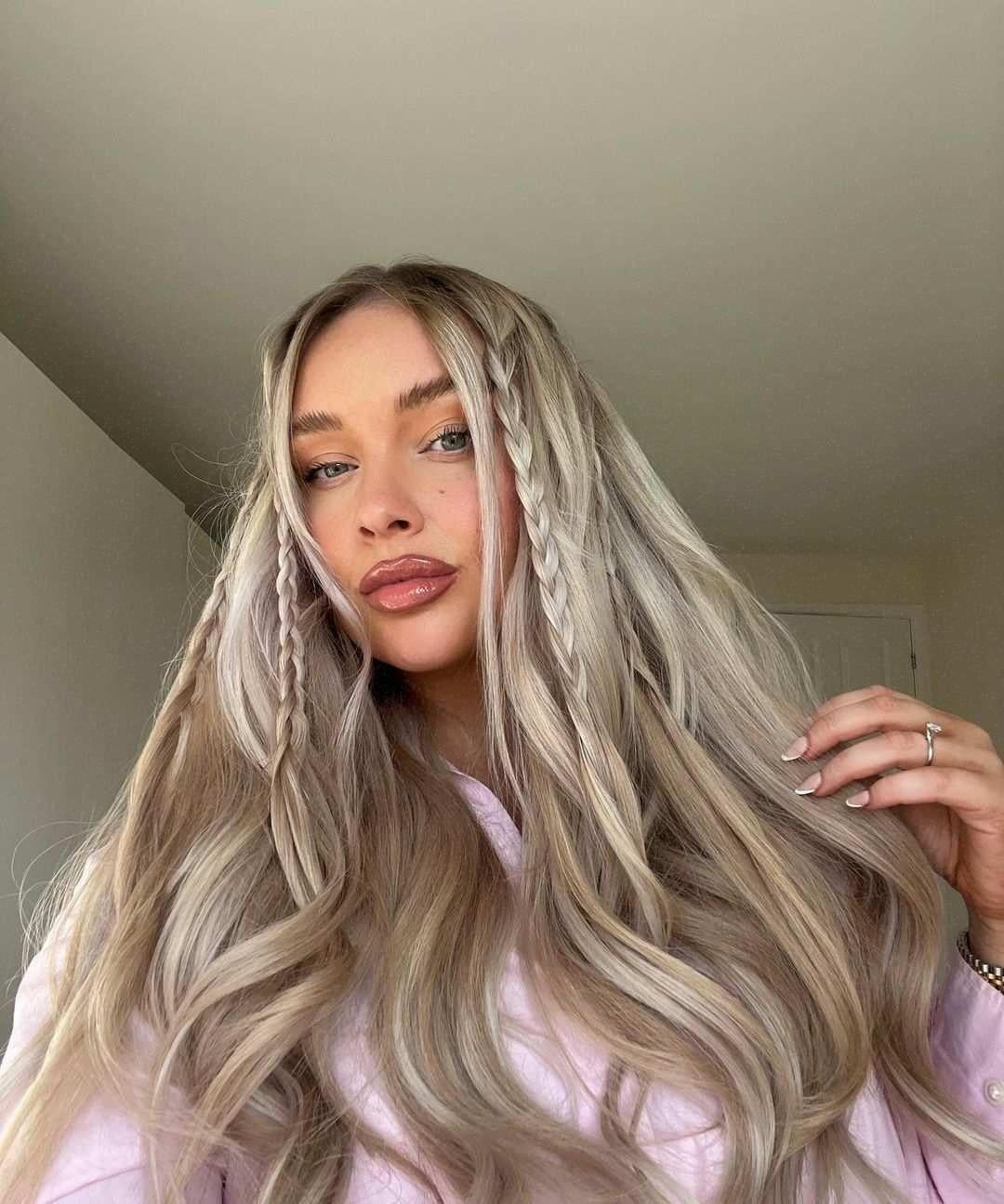 6. Boho Mini Braids on Ash Blonde Waves (Summer Hairstyles)