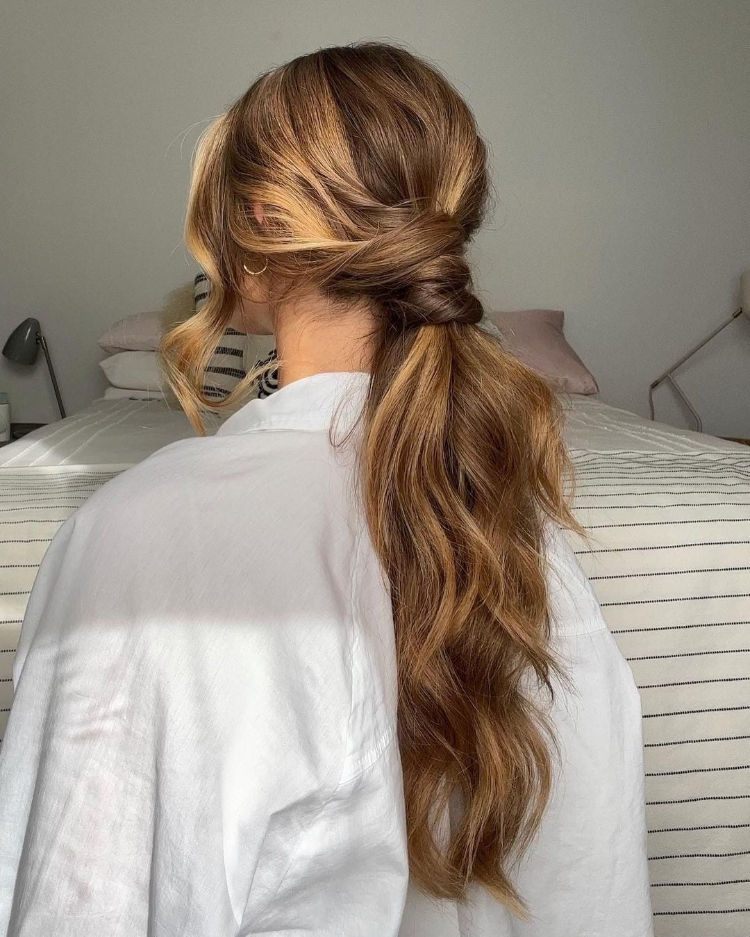 11. Twisted Low Ponytail on Golden Brown (Summer Hairstyles)