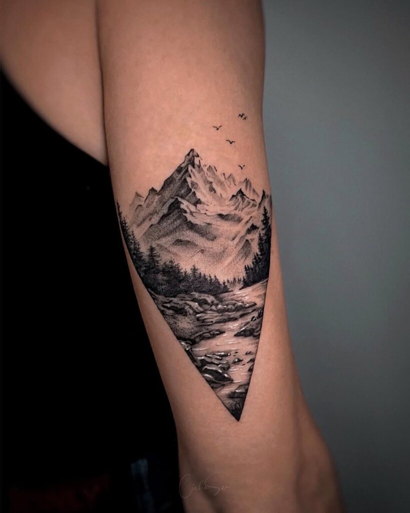 Micro Realism Mountain Tattoo