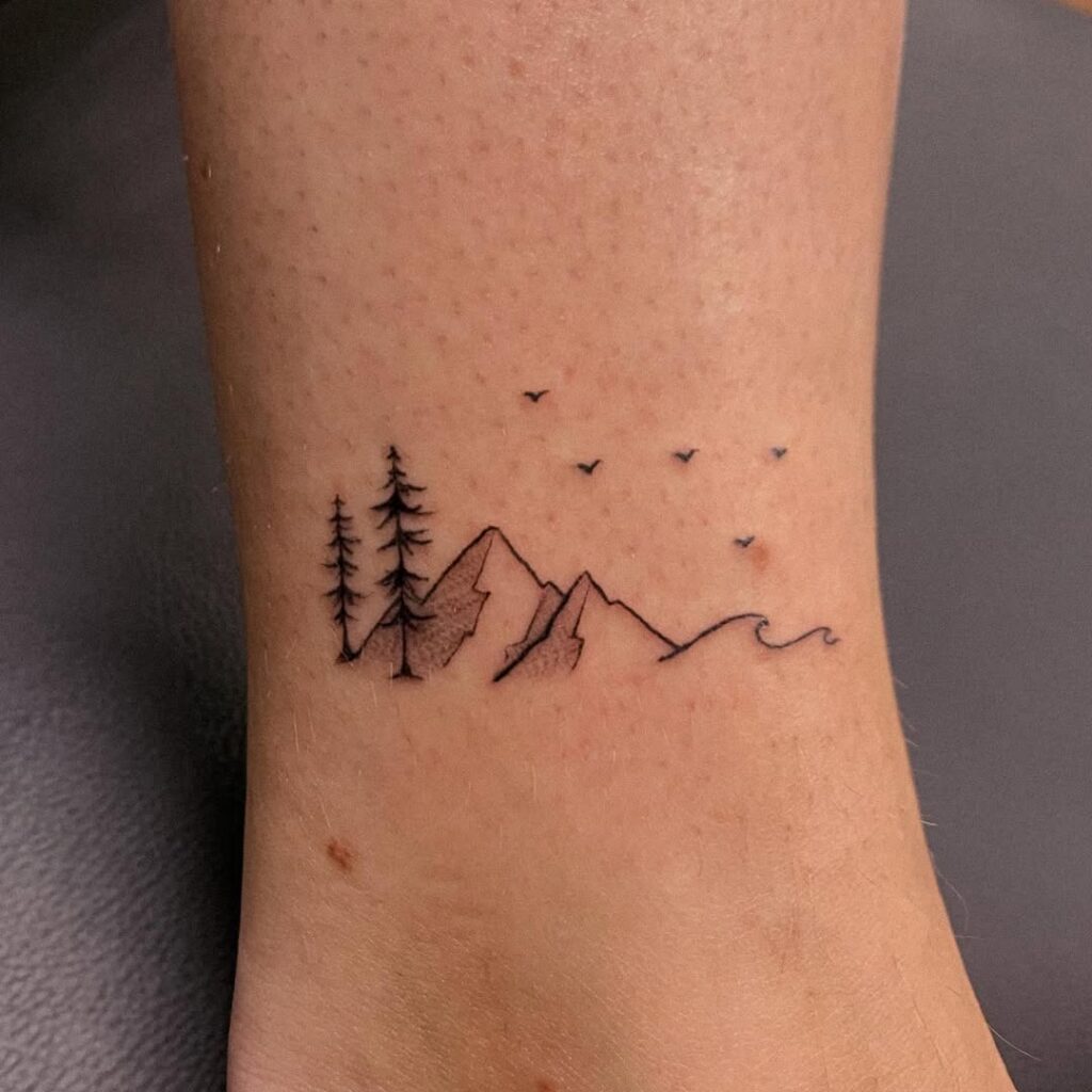 Mountain And Ocean Tattoo