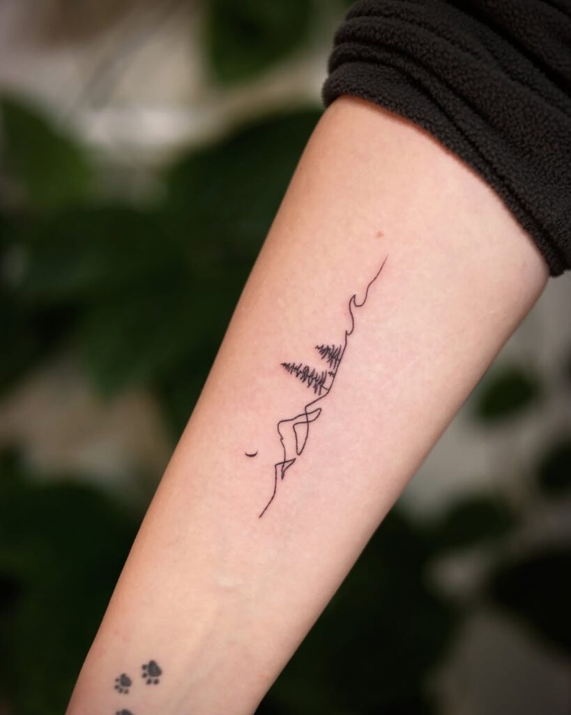 Fine-Line Mountain Tattoo